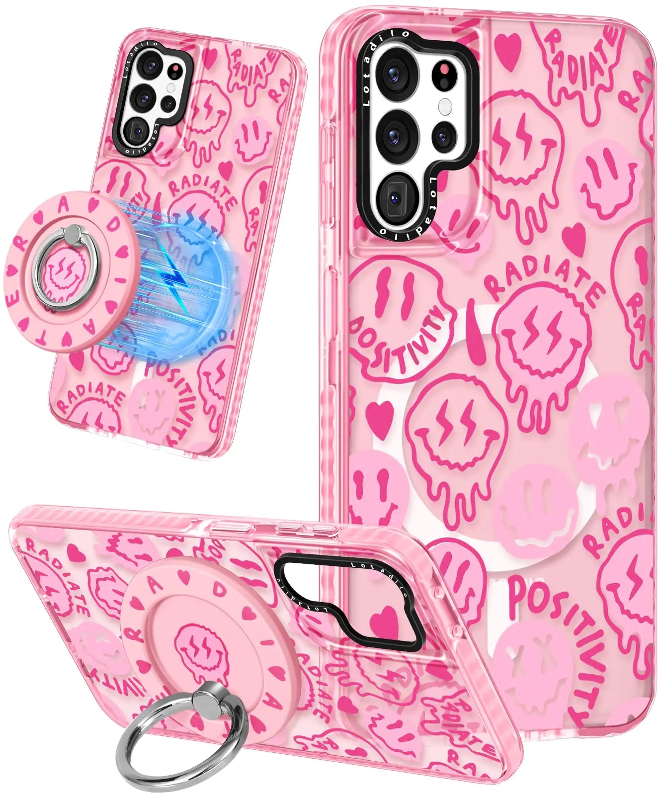 Cute Case for Samsung Galaxy S21 for Women Girls - Funny Design Compatible with Magsafe Magnetic Ring Holder Kickstand Art Constellation Fashion Pattern TPU Phone Covers