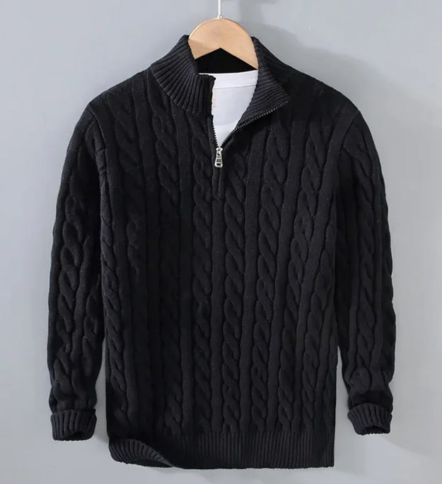 Men's Half Turtleneck Zipper Sweater