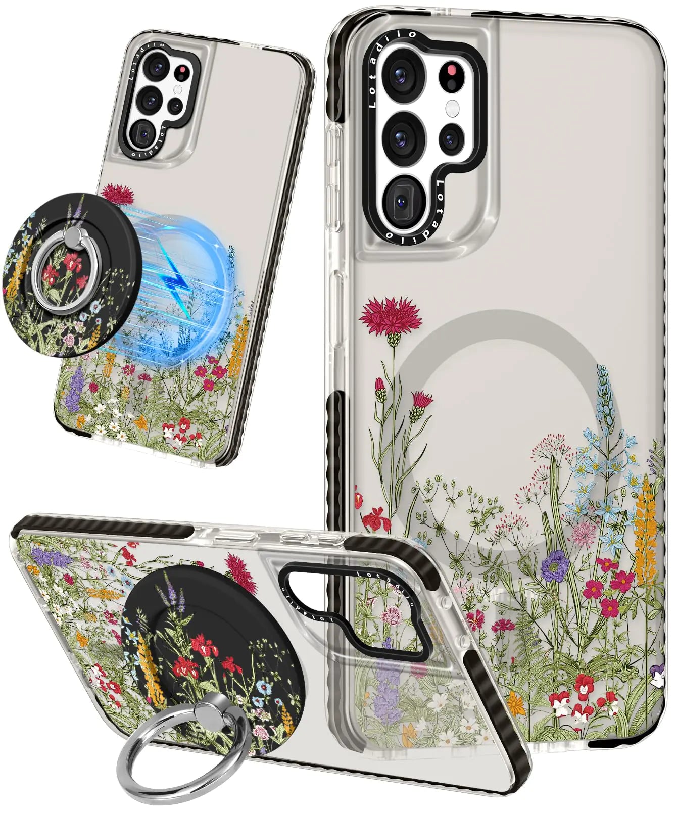 Cute Case for Samsung Galaxy S21 for Women Girls - Funny Design Compatible with Magsafe Magnetic Ring Holder Kickstand Art Constellation Fashion Pattern TPU Phone Covers