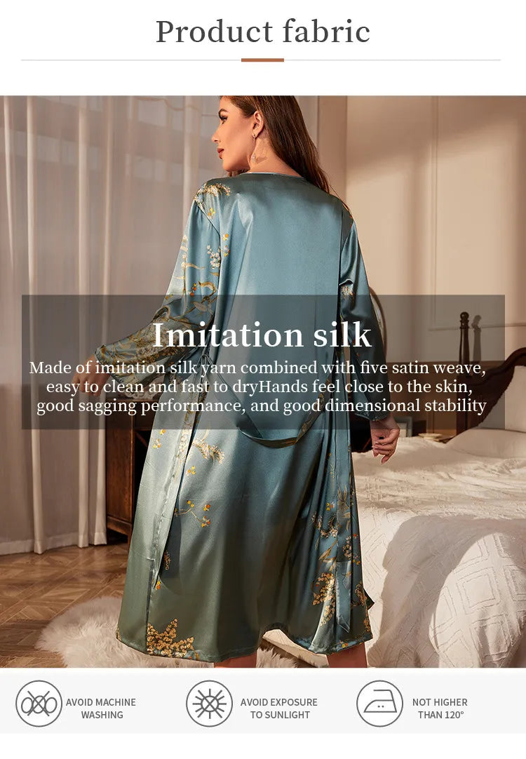 Simple Ice Silk Cardigan Pajamas