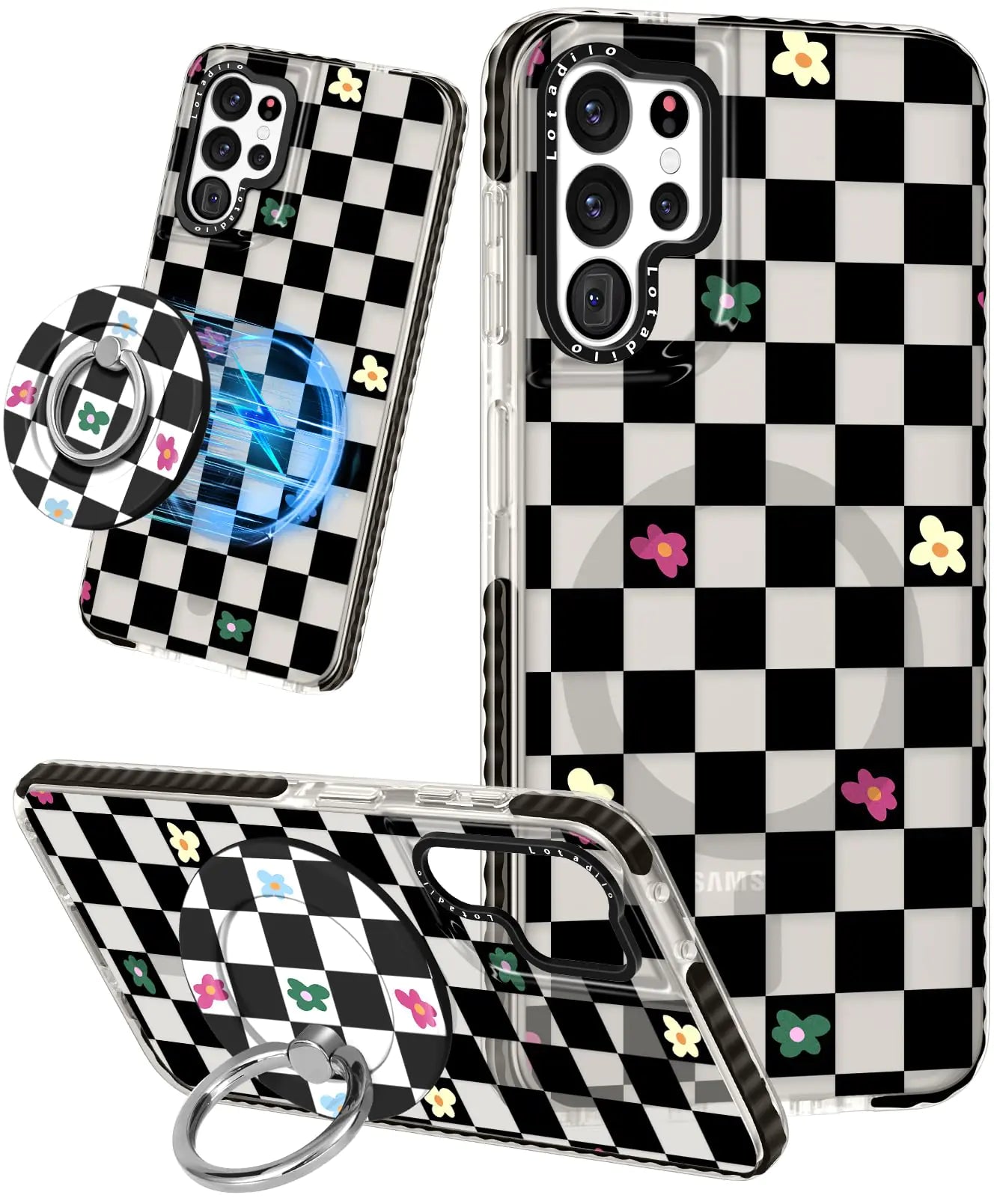 Cute Case for Samsung Galaxy S21 for Women Girls - Funny Design Compatible with Magsafe Magnetic Ring Holder Kickstand Art Constellation Fashion Pattern TPU Phone Covers