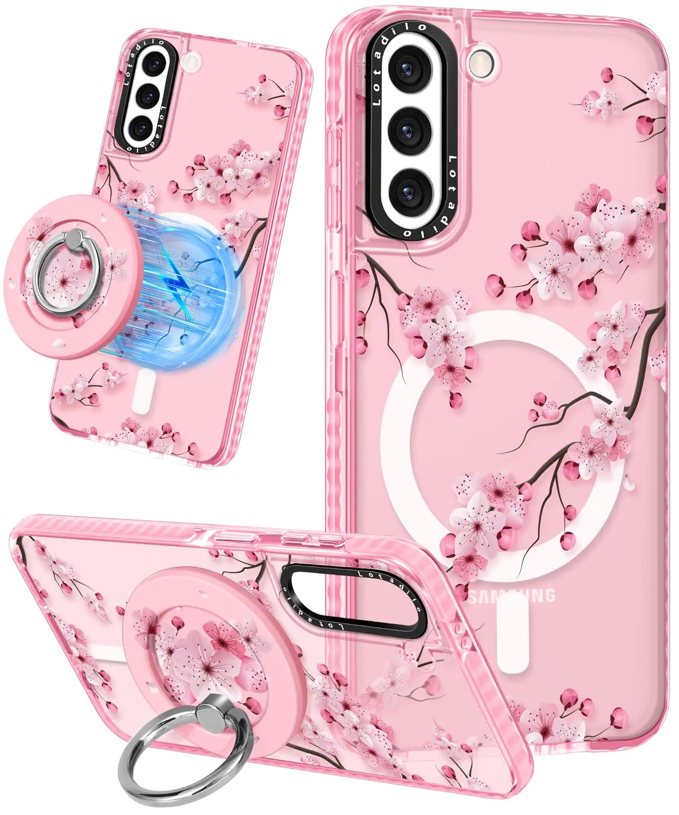 Cute Case for Samsung Galaxy S21 for Women Girls - Funny Design Compatible with Magsafe Magnetic Ring Holder Kickstand Art Constellation Fashion Pattern TPU Phone Covers