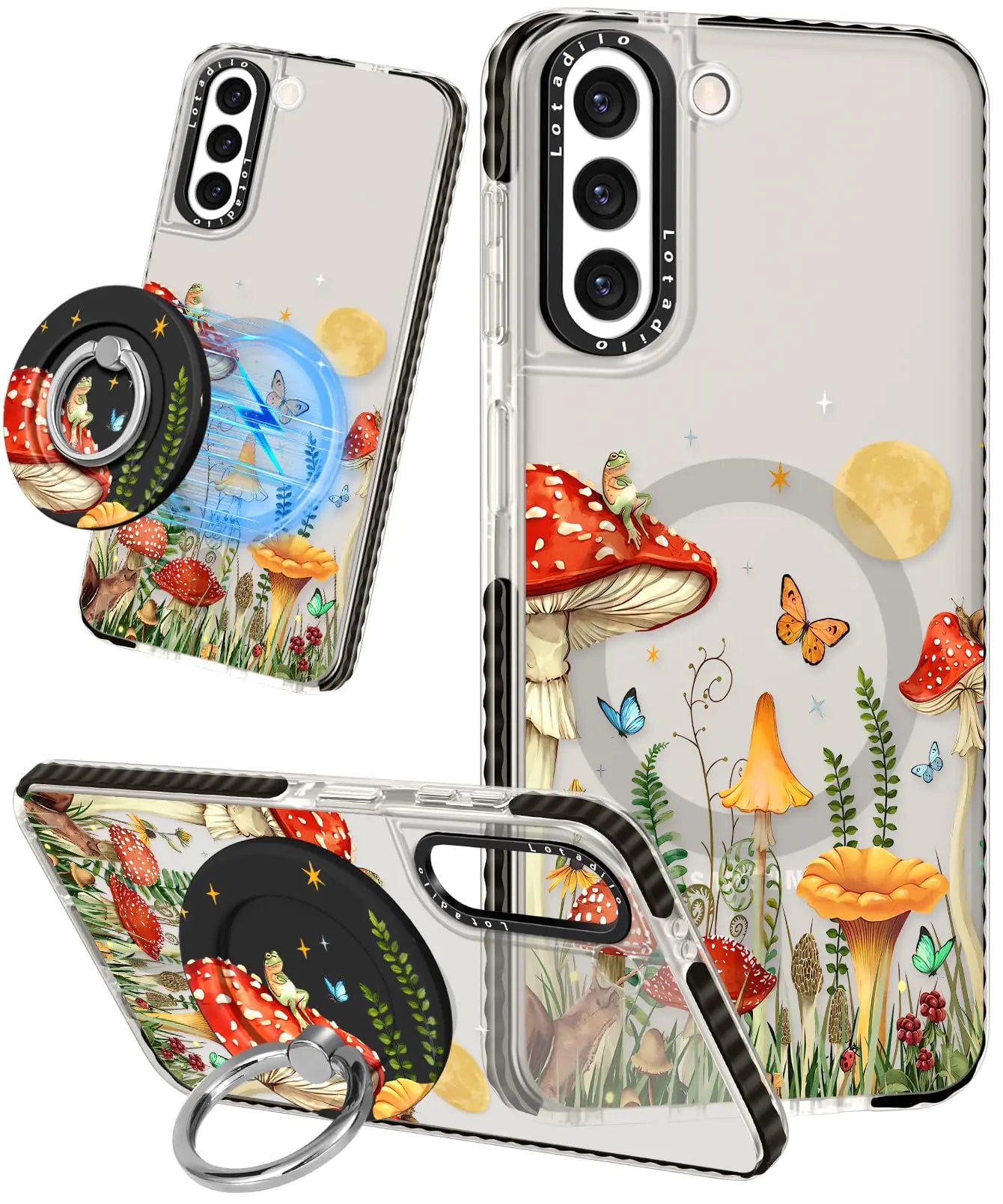 Cute Case for Samsung Galaxy S21 for Women Girls - Funny Design Compatible with Magsafe Magnetic Ring Holder Kickstand Art Constellation Fashion Pattern TPU Phone Covers