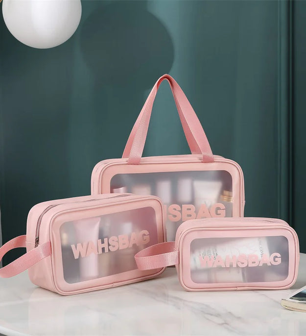 Transparent Makeup and Wash Bag Set