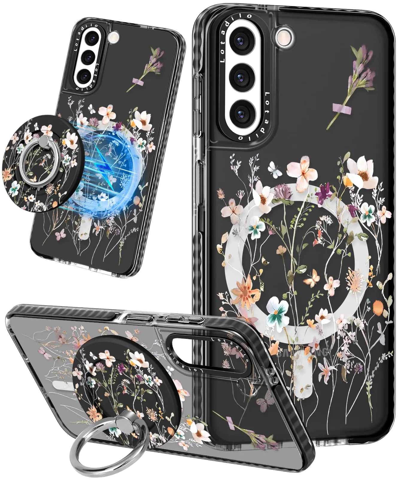 Cute Case for Samsung Galaxy S21 for Women Girls - Funny Design Compatible with Magsafe Magnetic Ring Holder Kickstand Art Constellation Fashion Pattern TPU Phone Covers