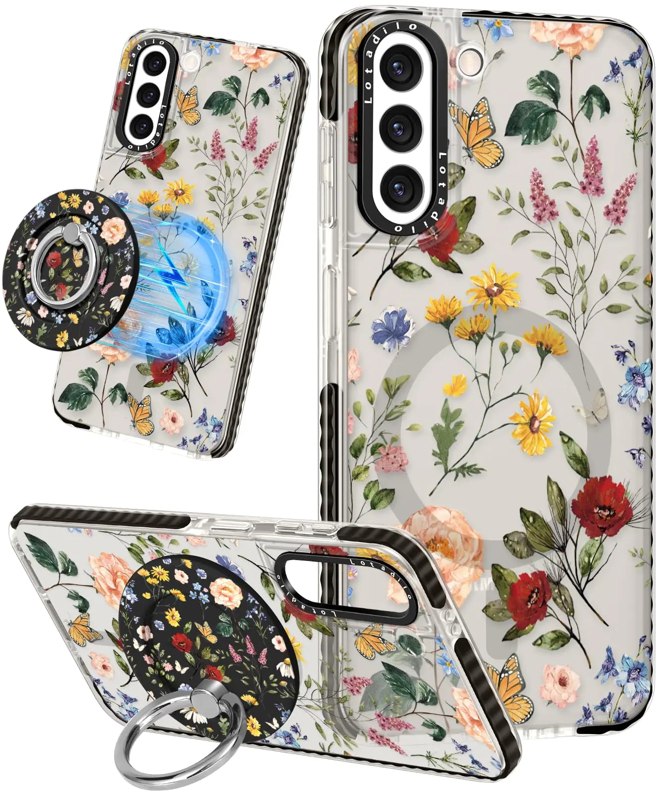 Cute Case for Samsung Galaxy S21 for Women Girls - Funny Design Compatible with Magsafe Magnetic Ring Holder Kickstand Art Constellation Fashion Pattern TPU Phone Covers