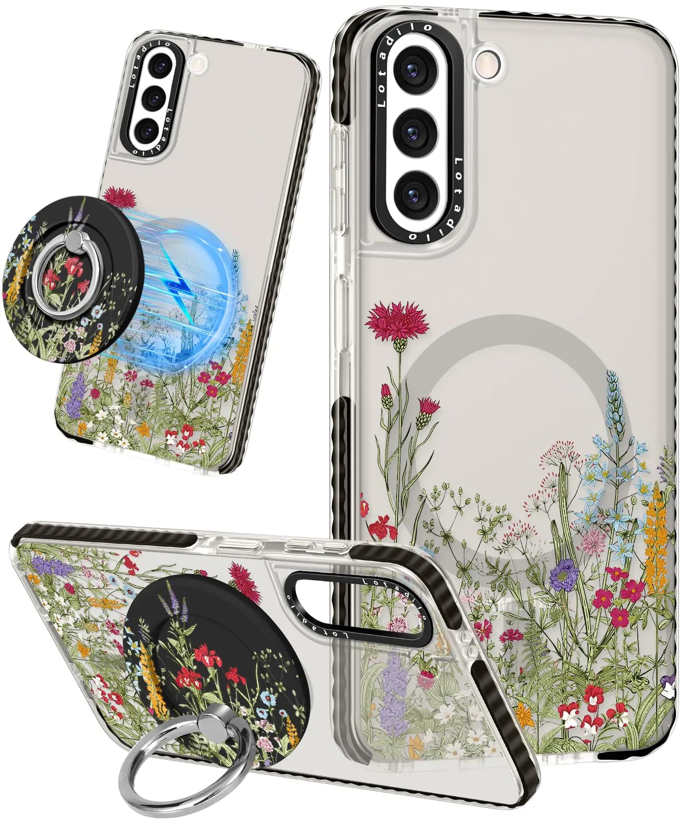 Cute Case for Samsung Galaxy S21 for Women Girls - Funny Design Compatible with Magsafe Magnetic Ring Holder Kickstand Art Constellation Fashion Pattern TPU Phone Covers
