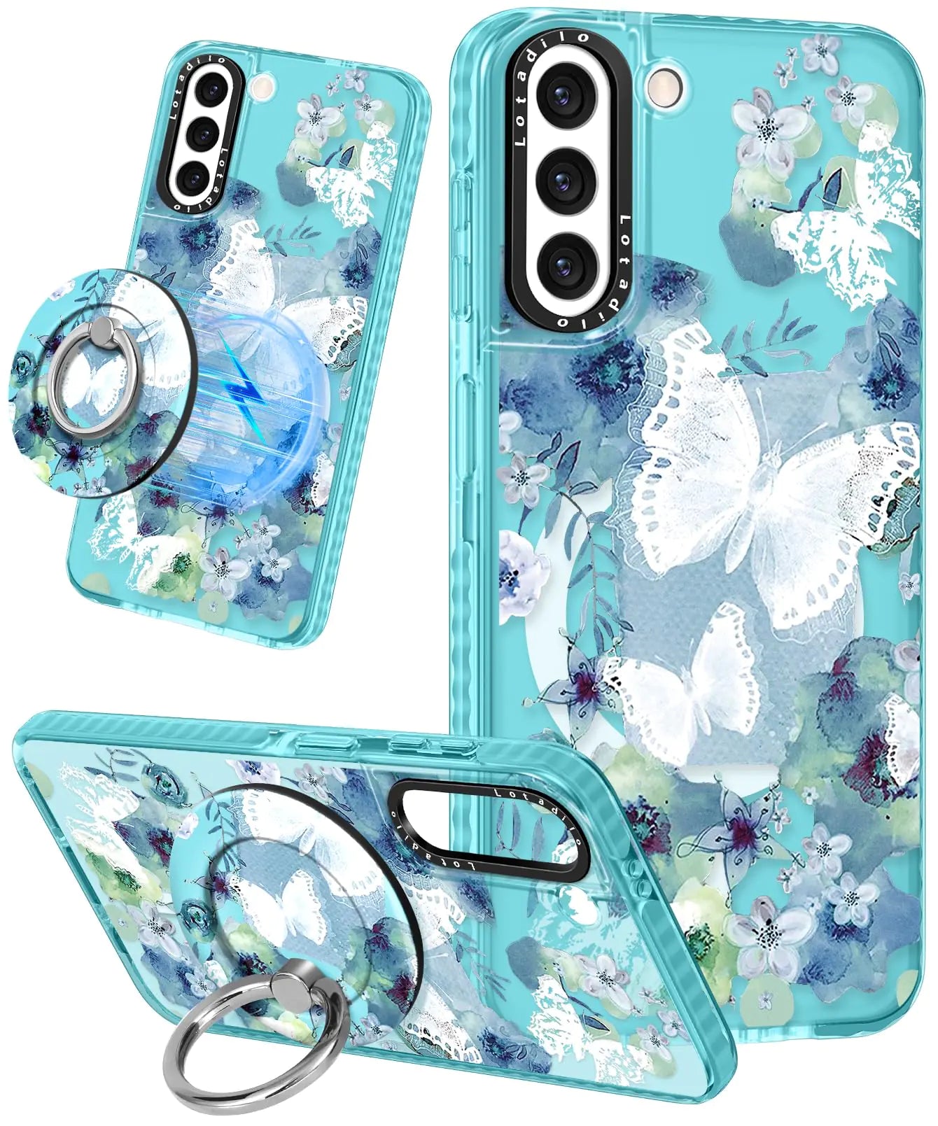 Cute Case for Samsung Galaxy S21 for Women Girls - Funny Design Compatible with Magsafe Magnetic Ring Holder Kickstand Art Constellation Fashion Pattern TPU Phone Covers