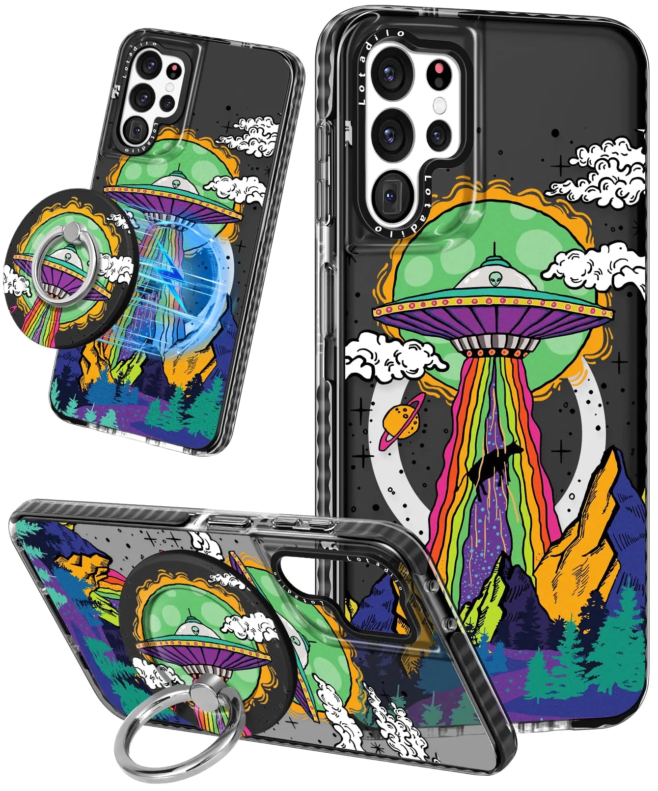 Cute Case for Samsung Galaxy S21 for Women Girls - Funny Design Compatible with Magsafe Magnetic Ring Holder Kickstand Art Constellation Fashion Pattern TPU Phone Covers